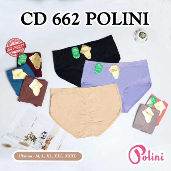 POLINI Celana Dalam Wanita Karet Belakang Cd Mid Waist Bahan Katun Fit To M - XXL 662