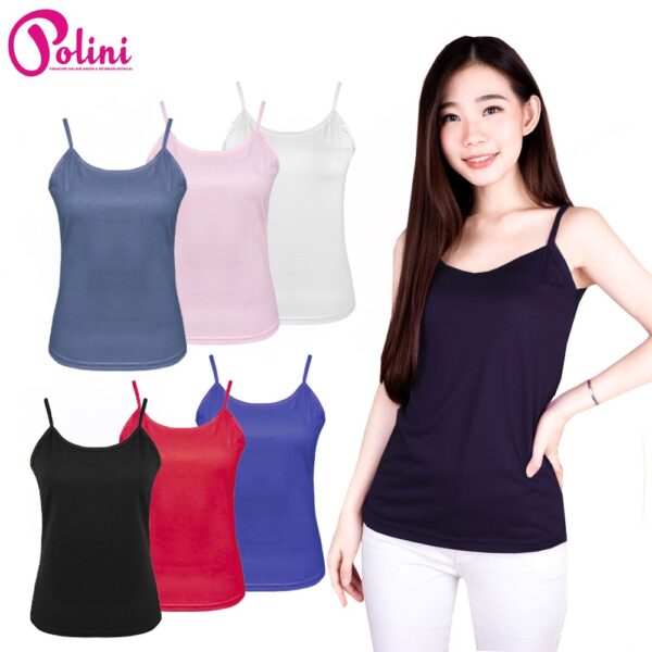 POLINI Tanktop Atasan Wanita Singlet Tali Kecil Bahan Katun
