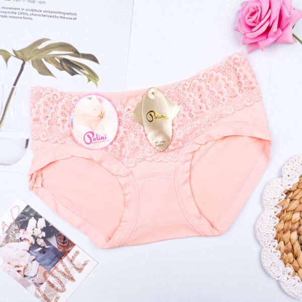 POLINI Celana Dalam Wanita Katun Size M - XL Motif Renda Midwaist Basic Panties Bisa Untuk Ibu Hamil CD 3998