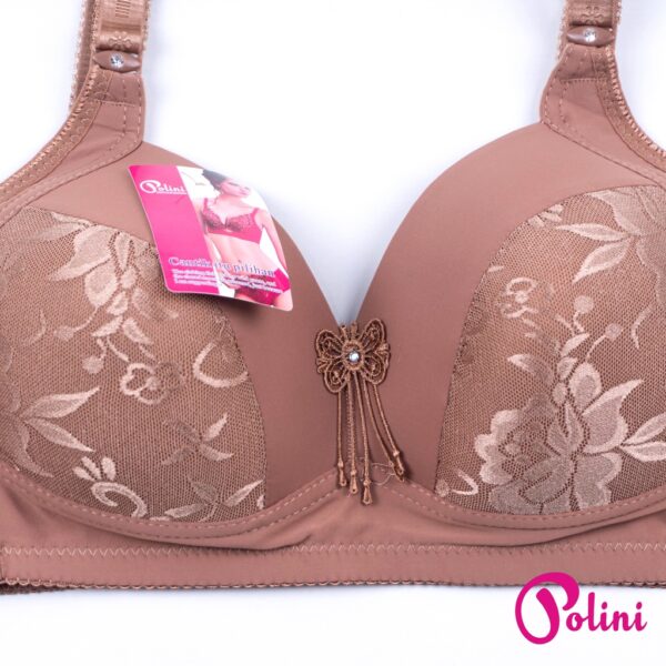 POLINI Bra Wanita tanpa Kawat Cup Besar kait 3 Bh Motif G668